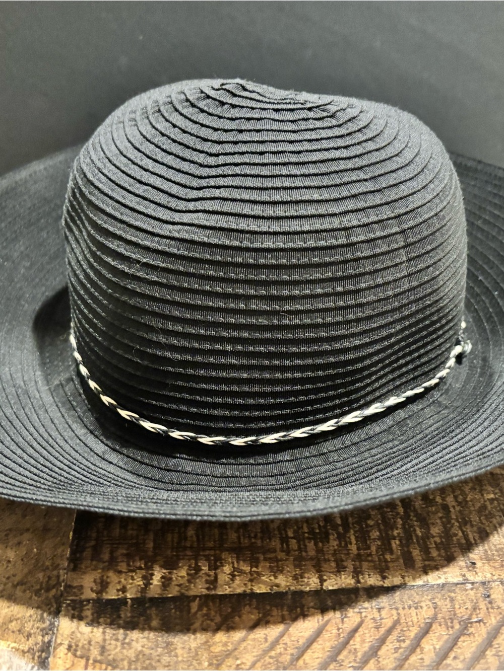 Tommy Bahama Black Straw Hat with Braided Trim